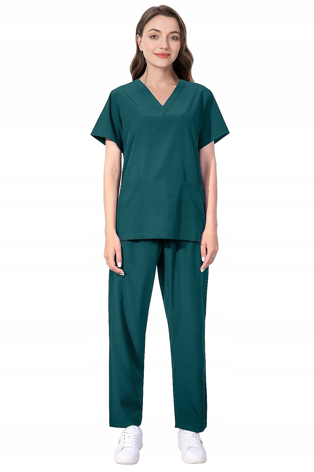 Komplet Medyczny Damski Scrub Uniform Model 42021 Ciemnozielony Rozmiar L