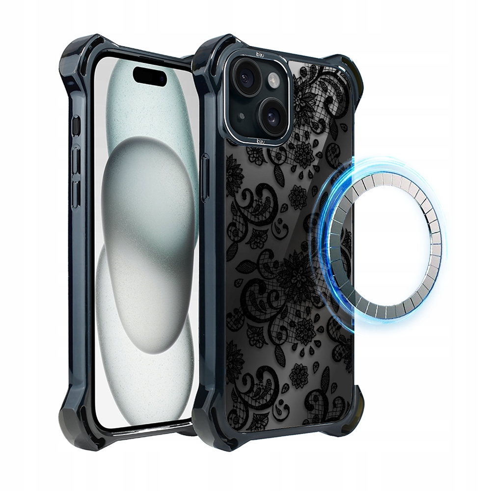 Pouzdro pro iPhone 15 Plus Ibizu DropGuard Ultra s MagSafe, krajková černá barva