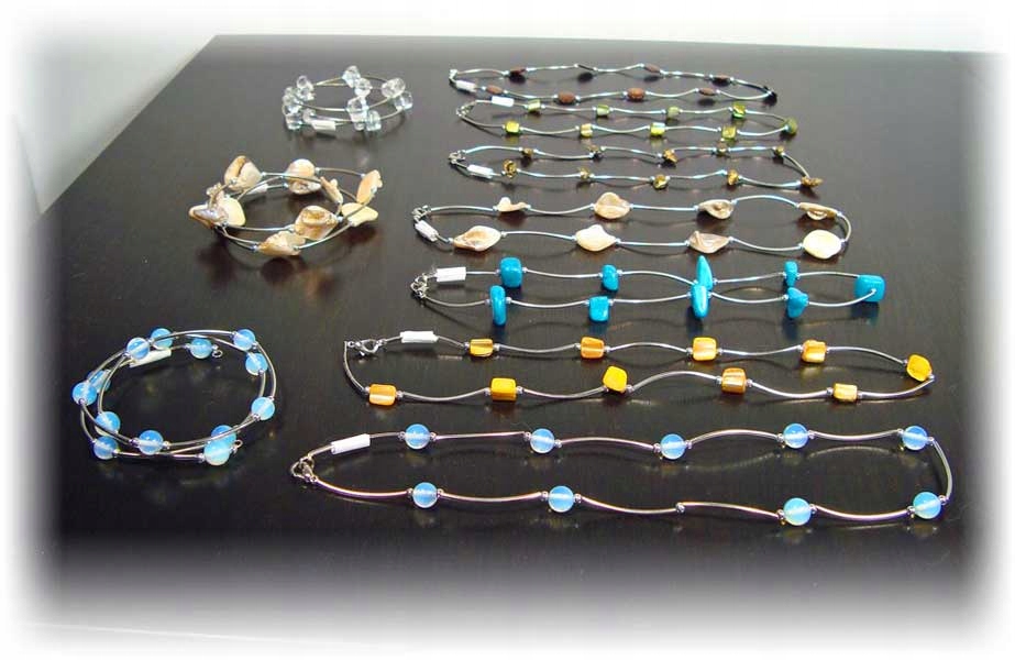 NASZYJNIK Z KAMIENIAMI ŁAŃCUSZEK KORALE KOMPLET