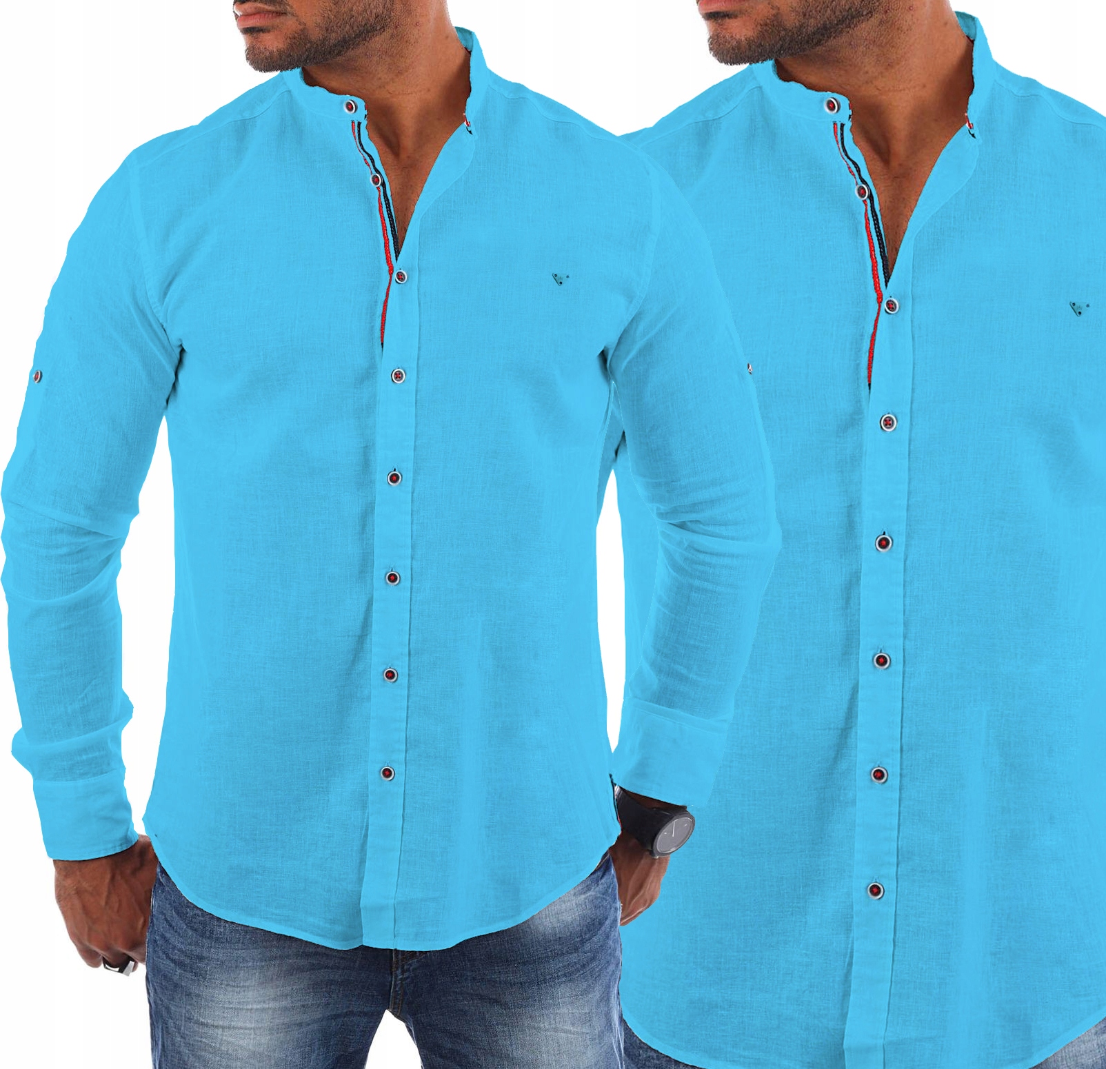 Pánská košile Stojka Denní Lněná Prodyšná Len Regular