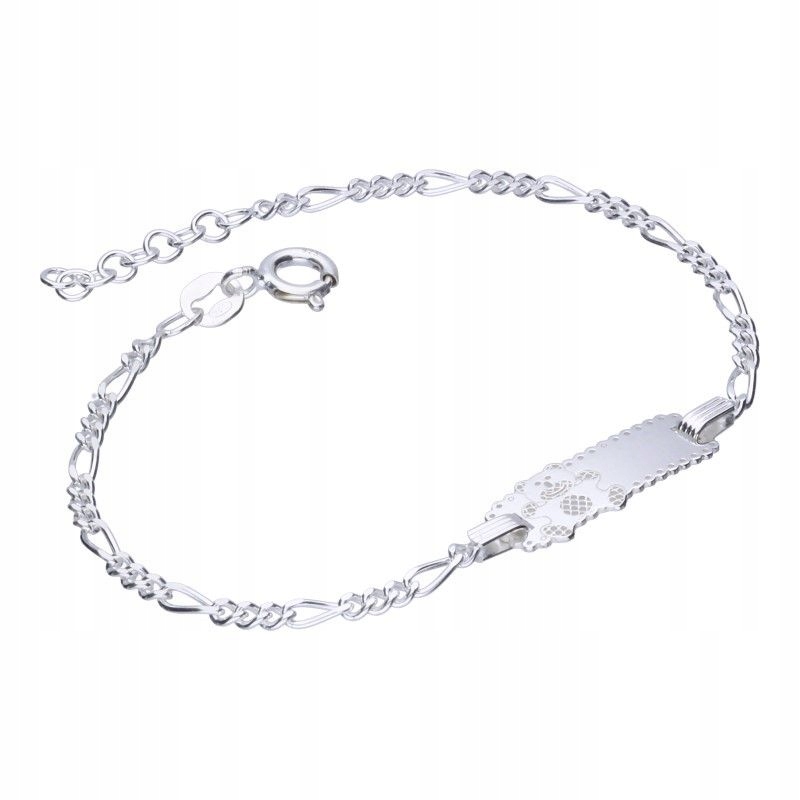 Dětský náramek figaro stříbro 925 ažurový s medvídkem 2.2g jako dárek