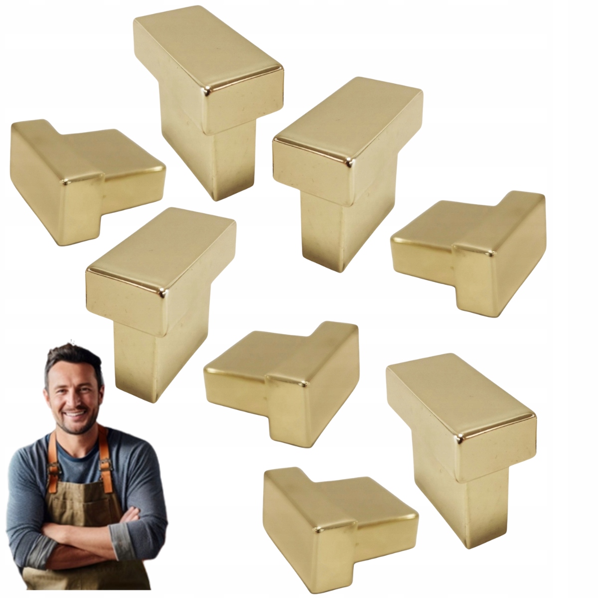 Nábytkový držiak Geometrická gombík Zlatý lesk 29x14 mm 8ks
