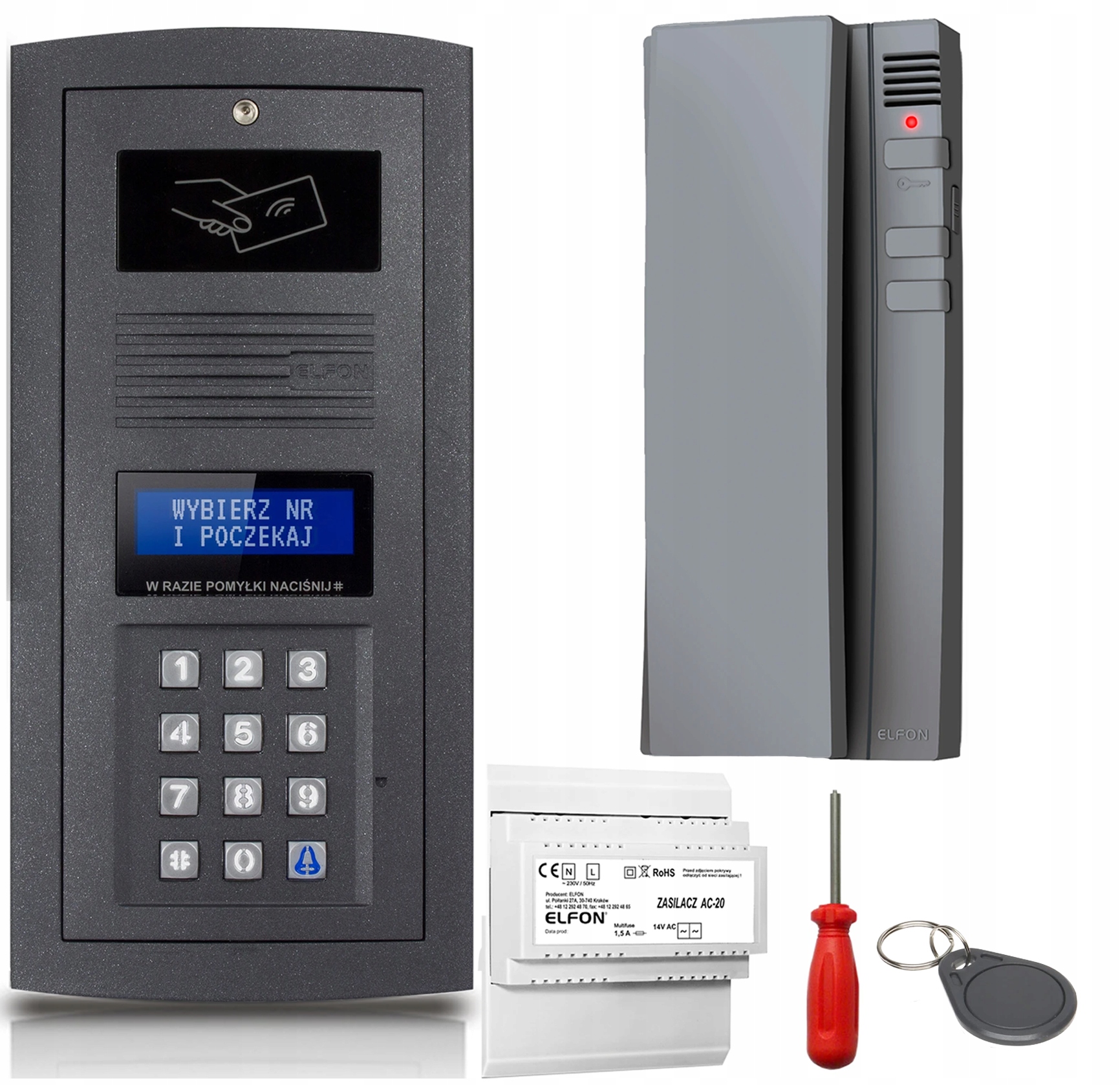 Digitálny domofónový set Elfon OP-255R-G Nástenná brána 1x Grafitová kľúčenka