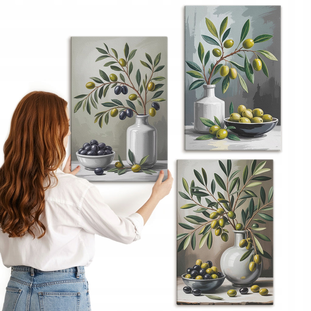 Galerie obrazů na plátně Kolekce Keramické olivy šedá 3x 40x60 cm