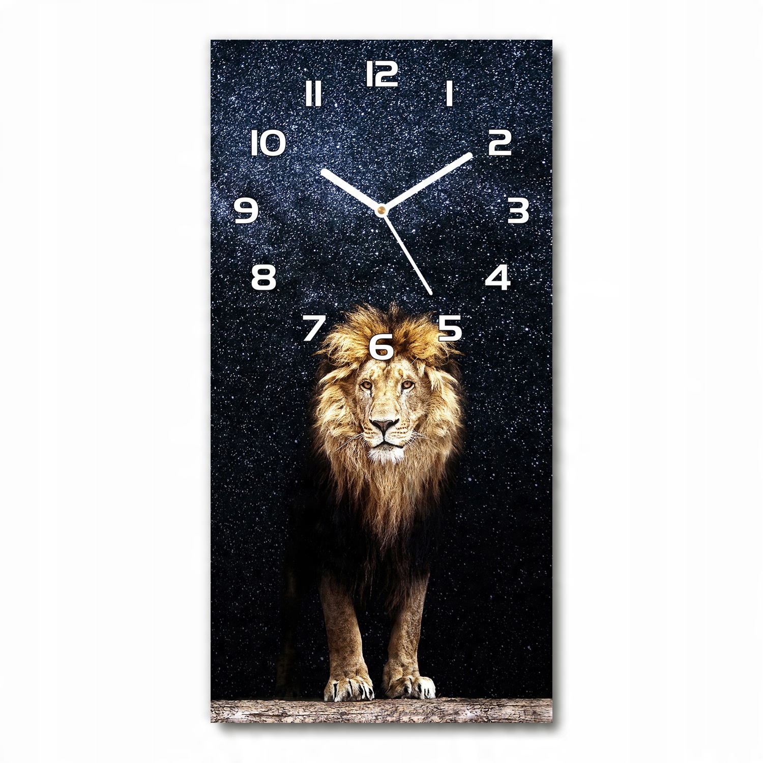 

Szklany zegar na ścianę Lew na tle gwiazd 30x60cm