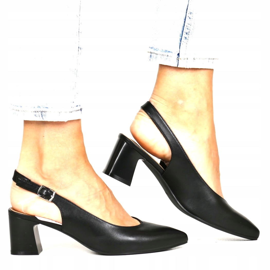 Dámské lodičky Černé Odhalená Pata Pohodlné Elegantní Boty Na Výstup