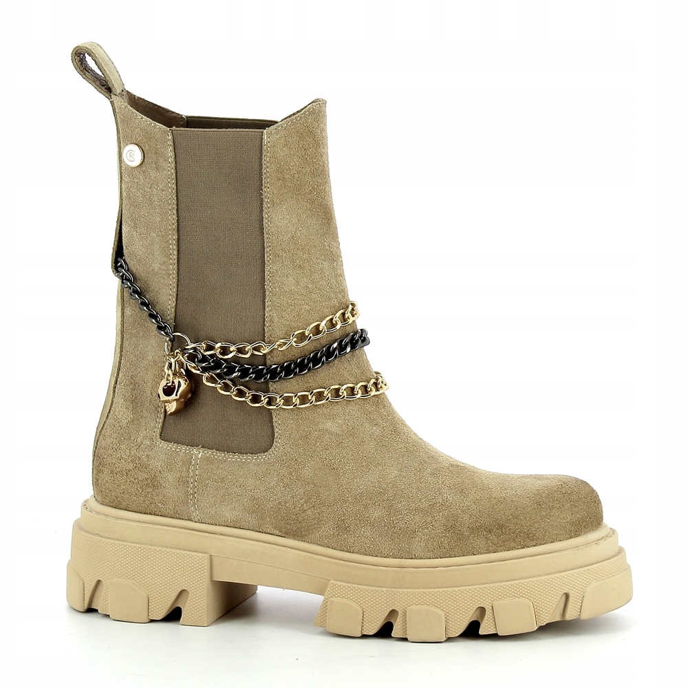 

Carinii B5962 Botki Workery Trapery Skóra Beż