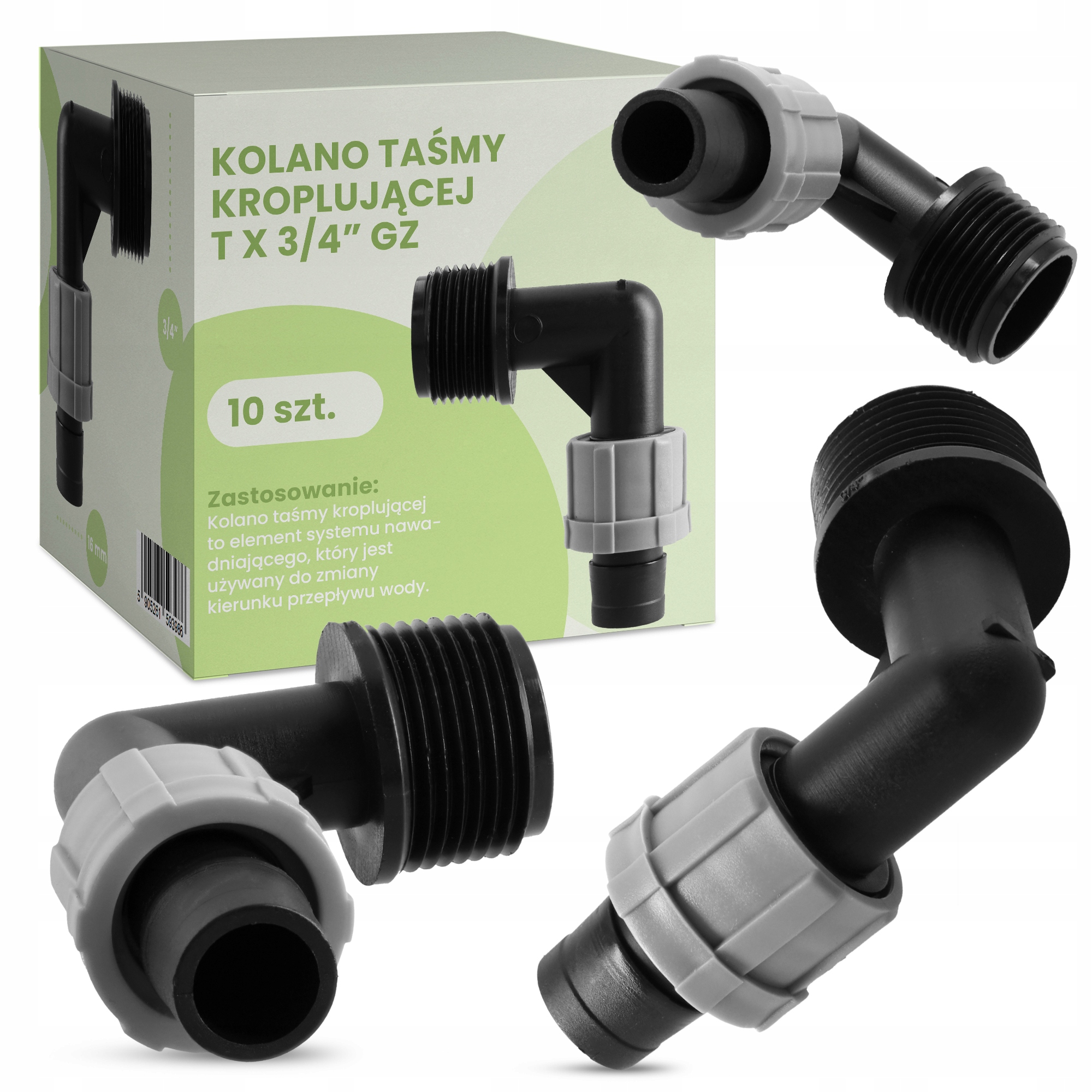 

10x Kolanko Złączka Taśmy Kroplującej T x 3/4''GZ