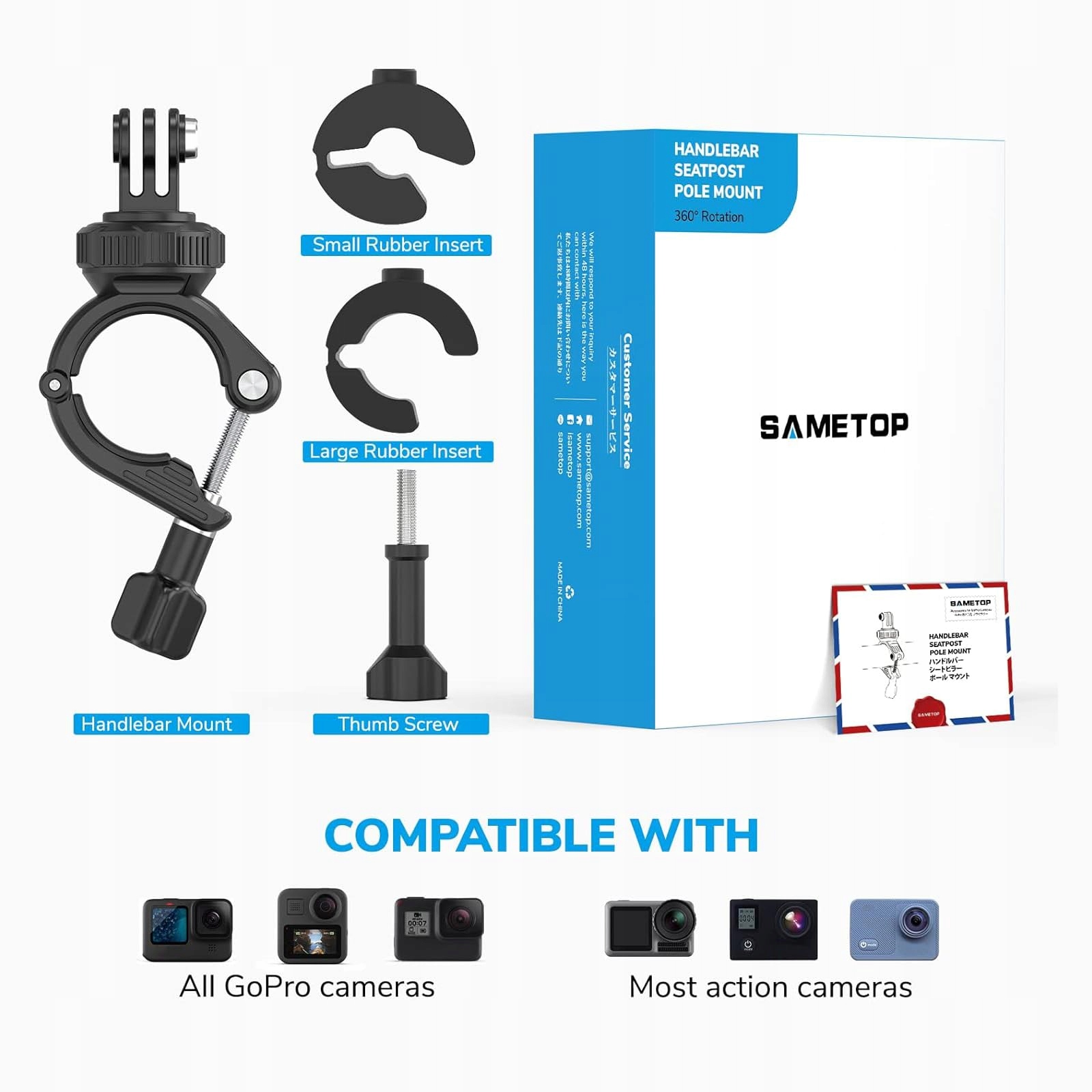 SAMETOP Uchwyt Rowerowy/Motocyklowy 360° do GoPro DJI Osmo — miniatura 5