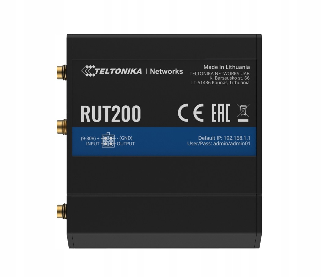 Teltonika Router 4G/LTE RUT200 (Cat 4), 3G, 2G, Wifi, Ethernet