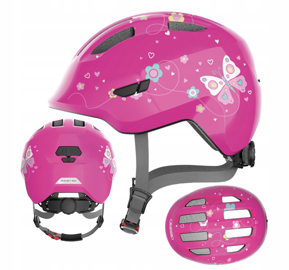 Dětská cyklistická přilba Abus Smiley 3.0 pink butterfly M (50-55 cm)
