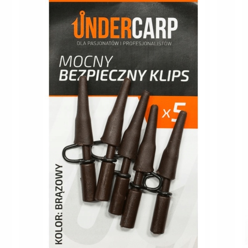 Mocny bezpieczny klips metalowy brązowy karpiowy 5 sztuk Undercarp