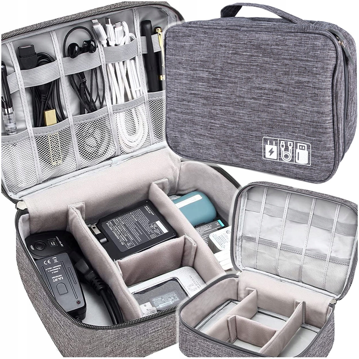 ORGANIZER PODRÓŻNY TORBA SEGREGATOR ETUI NA KABLE ŁADOWARKI SZASZETKA