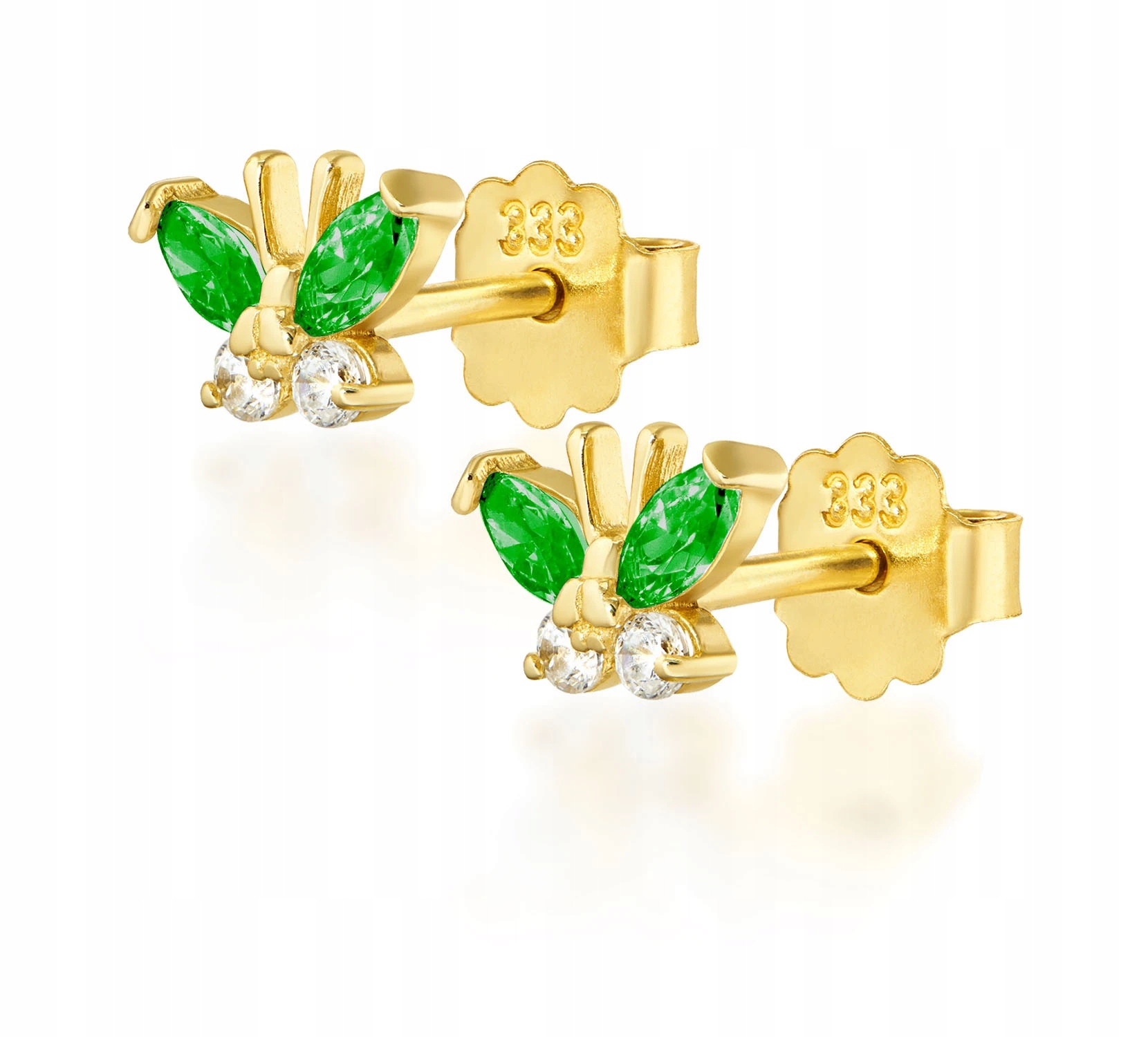 Zlaté náušnice v barvě Smaragd 585