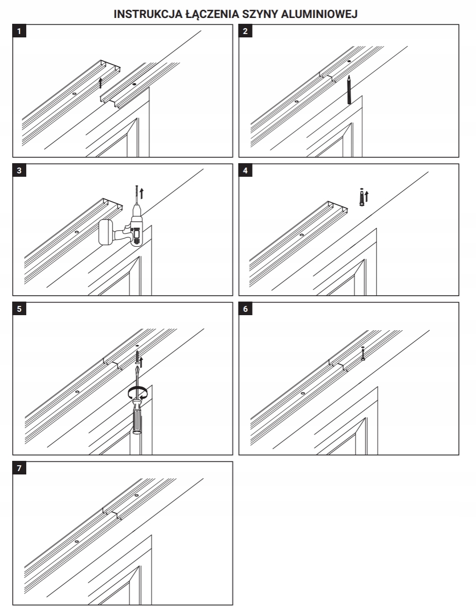 Karnisz sufitowy pojedynczy szyna aluminiowa 270 cm z żabkami Kolor biały