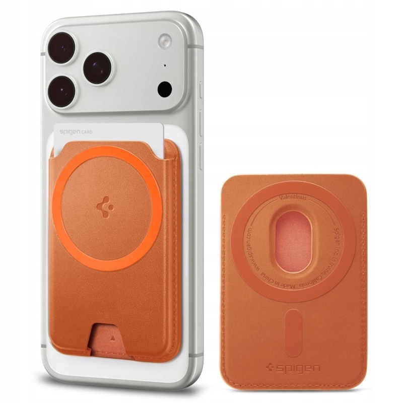 Magnetická peněženka Spigen MagFit pro telefon MagSafe Valentinus Orange