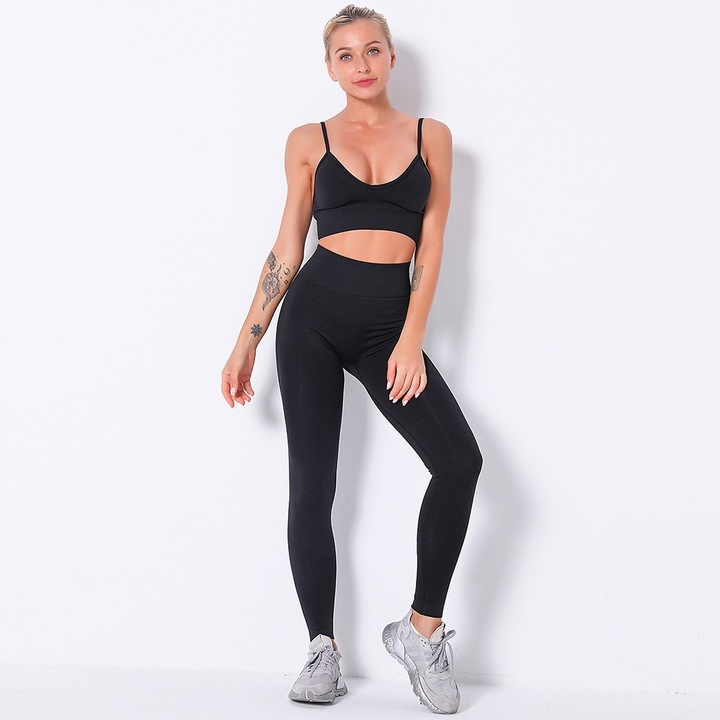 SPORTOWY KOMPLET TOP + LEGGINSY SIŁOWNIA FITNESS L Marka bez marki
