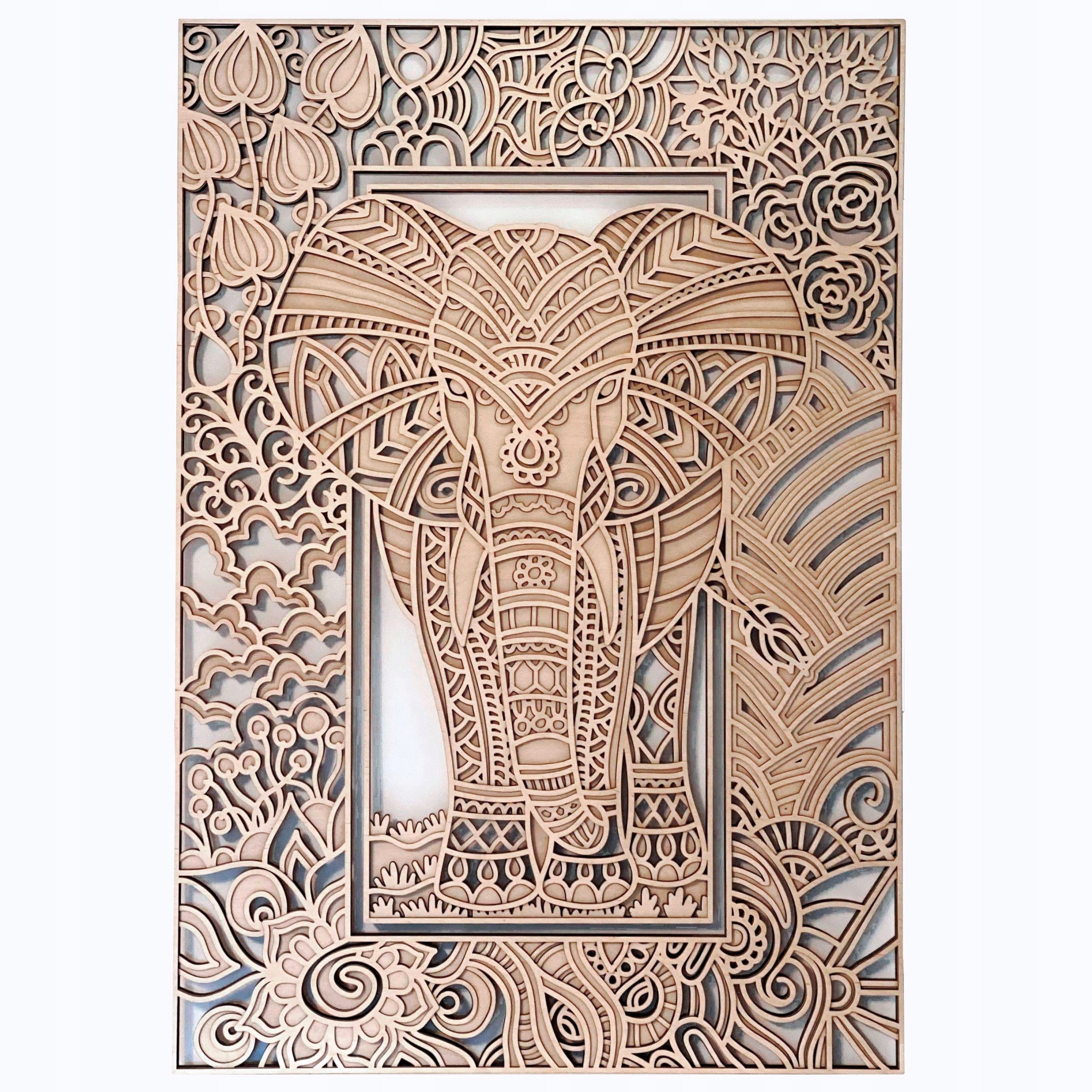 Słoń dekoracja ścienna 3D warstwy drewno obraz