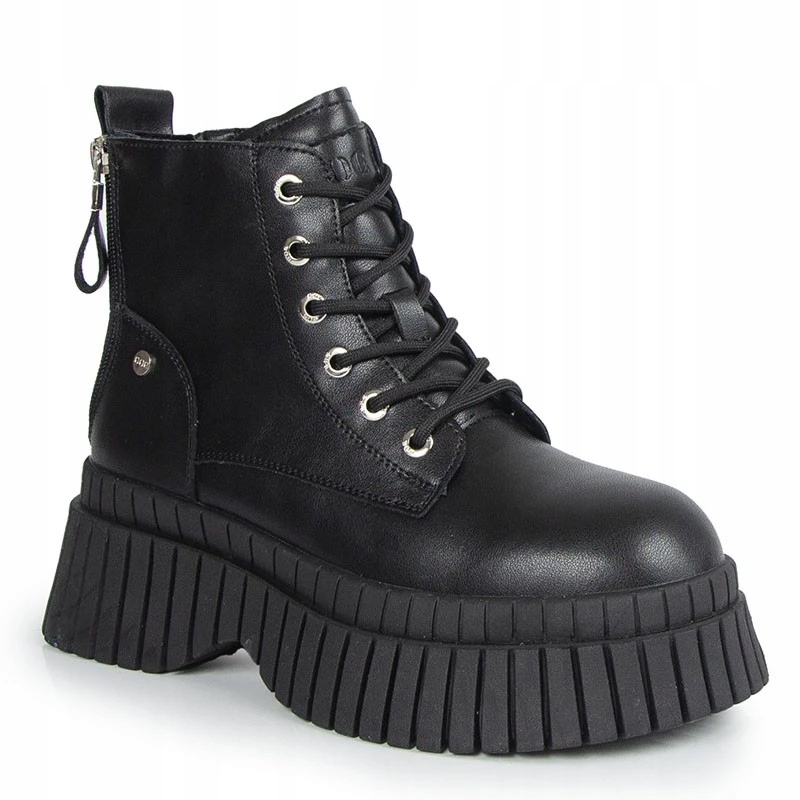 Goe OO2N4126 Černé Kožené Kotníkové Boty Na Platformě 36