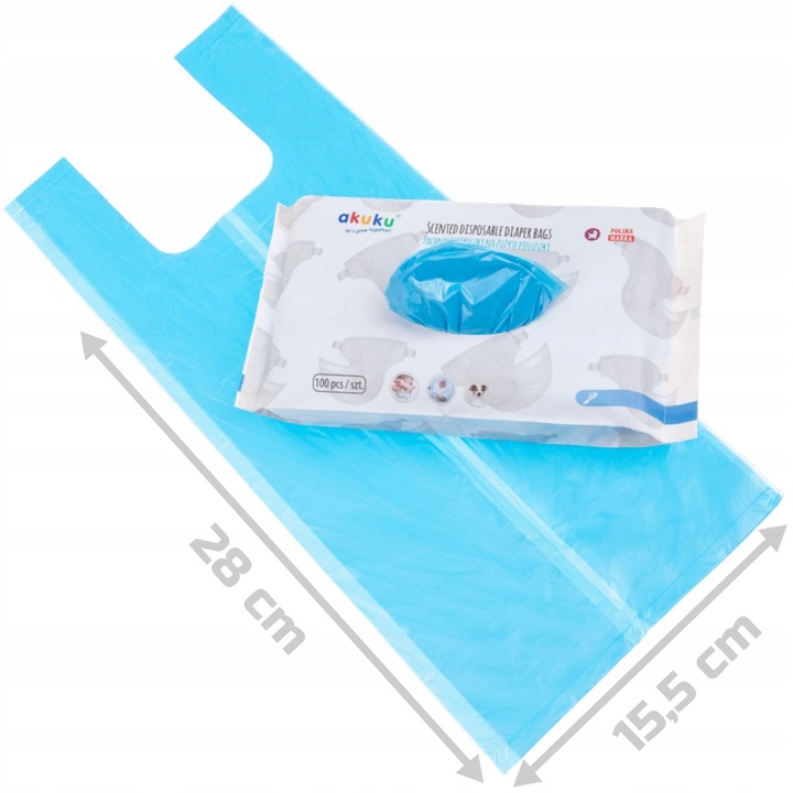 AKUKU PACHNĄCE WORKI WORECZKI NA ZUŻYTE PIELUCHY PIELUSZKI 100szt. A0002 Marka Akuku