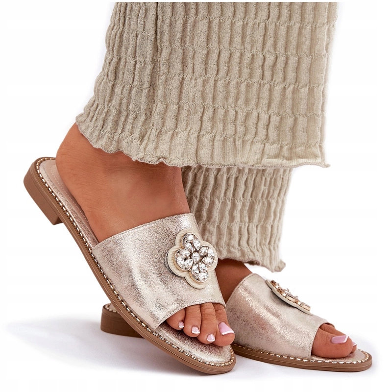 Nazouváky S Ozdobným Plochým Podpatkem, Detail S.barski KV51-087 Zlaté 40