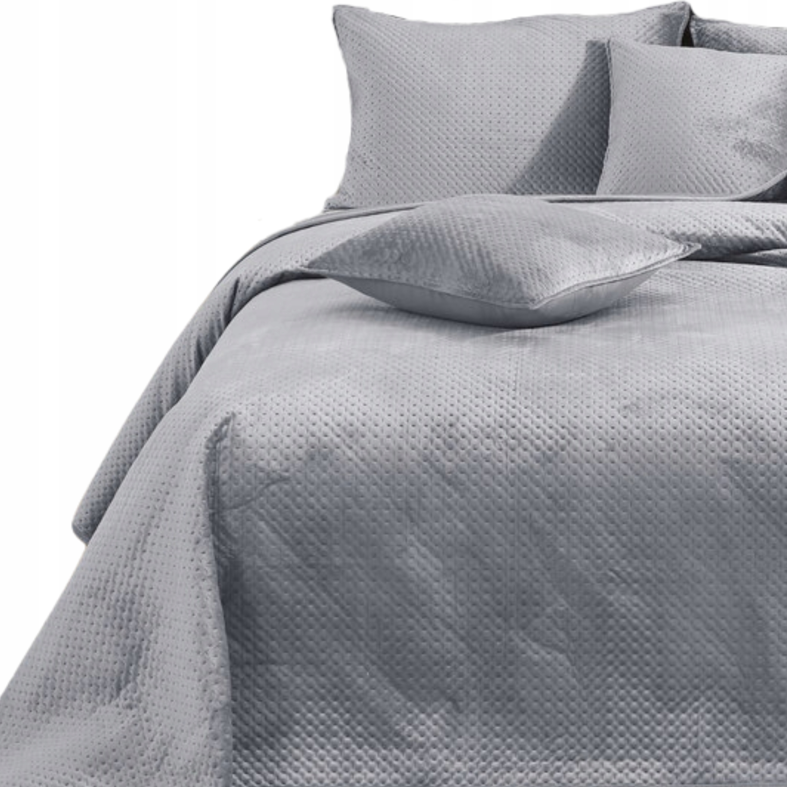 Narzuta Na Łóżko Pikowana Velvet Kapa Koc Pled 240x220 Szara Maya