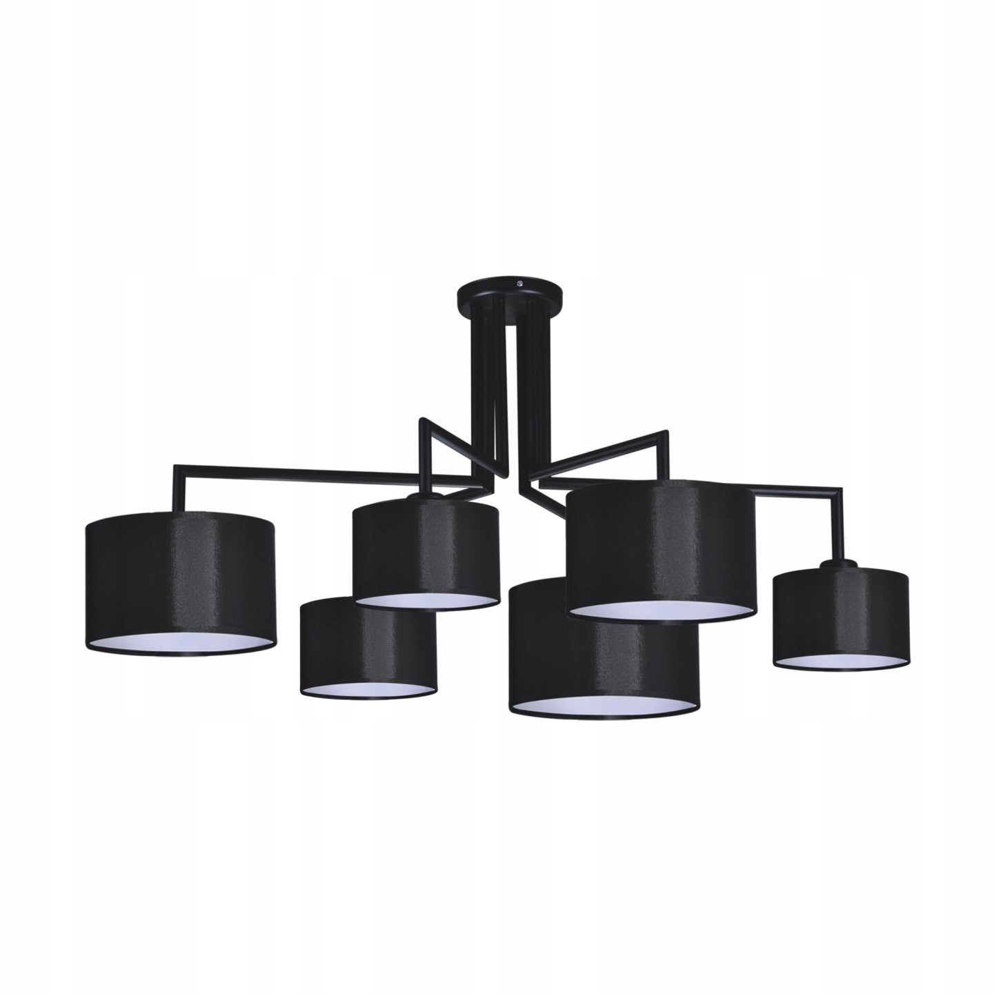 Lampa sufitowa do salonu pokoju czarna ala pająk z abażurami żyrandol