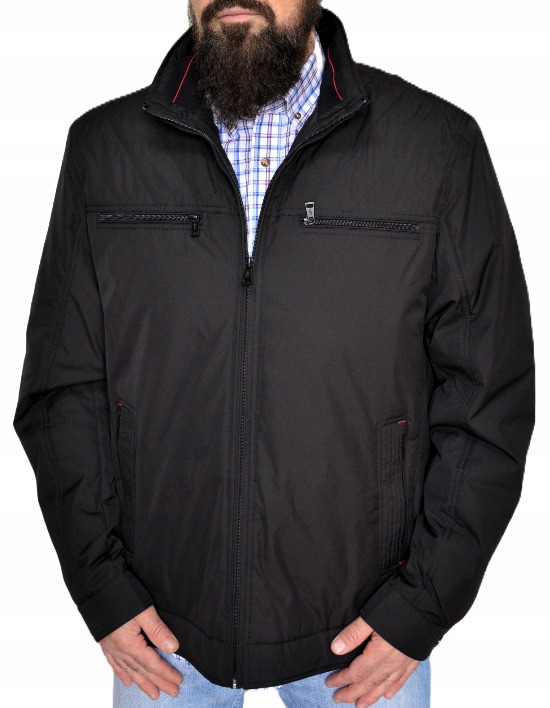 Pánská jarní přechodová prošívaná bunda klasická 7XL černá