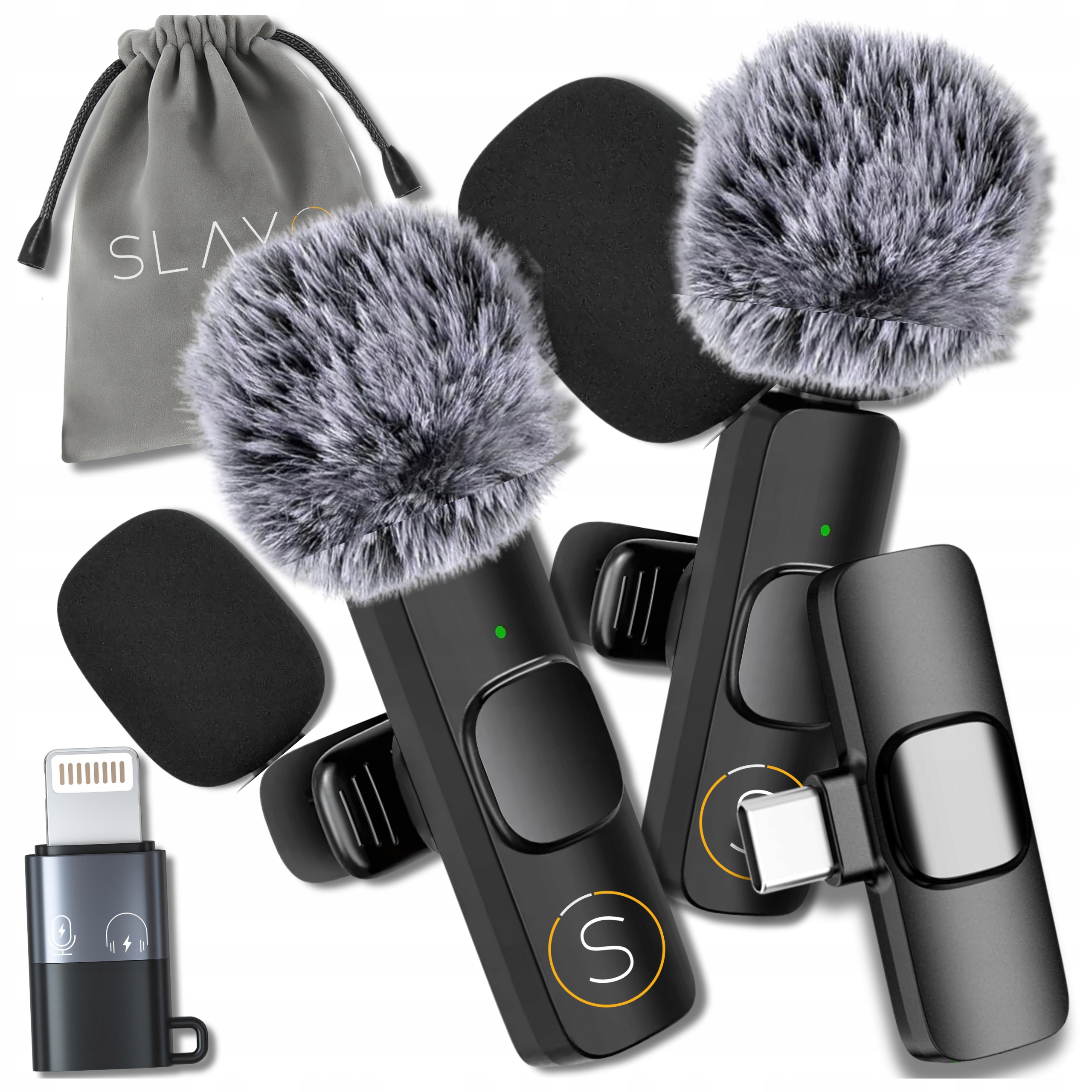 2x Bezdrátový Kravatový Mikrofon Pro Iphone Telefon Počítače Usb-c