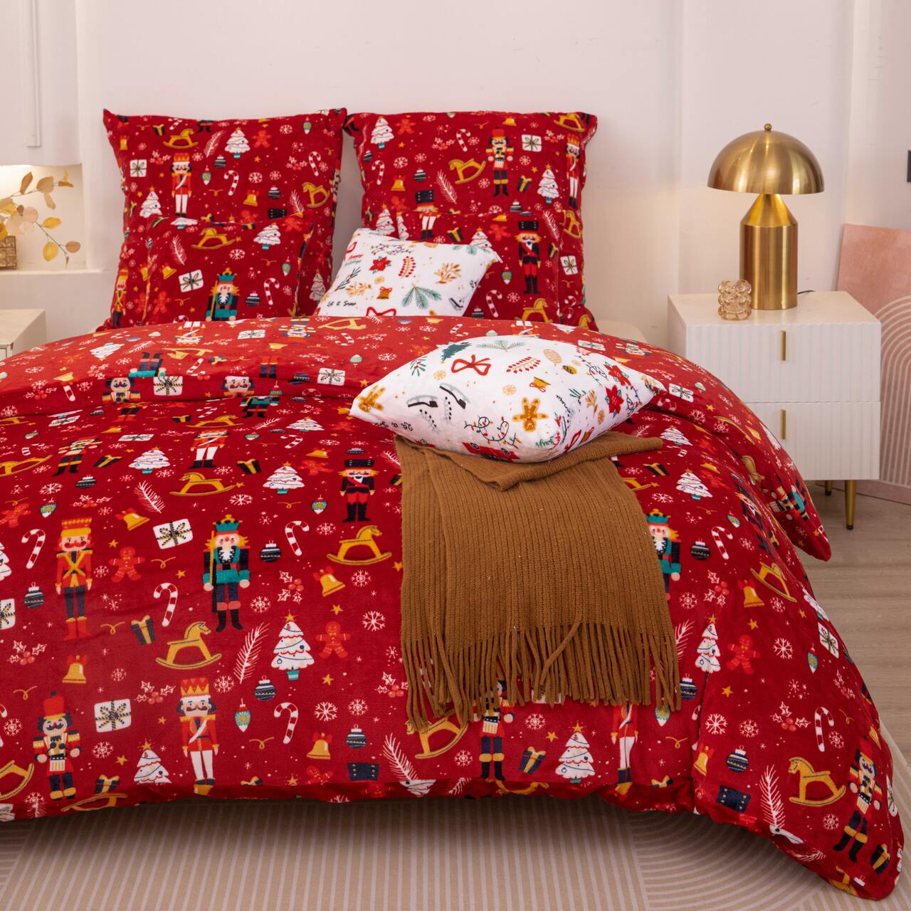 Posteľná Bielizeň z mikrovlákna Medvedík Nut Cracker 220x200 červená
