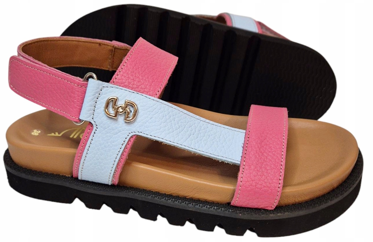 Modo 142807-25 Sandály Růžová s modrou kůží hrách vel.36