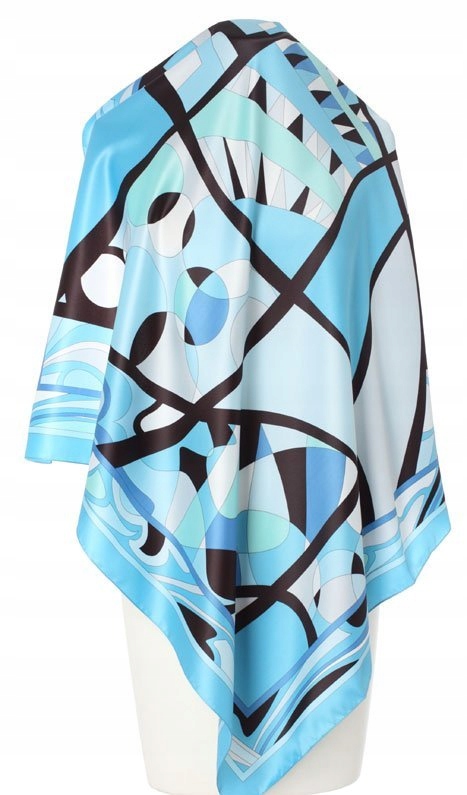 niebieska Chusta Elegancki Szal Apaszka Włoska Model art