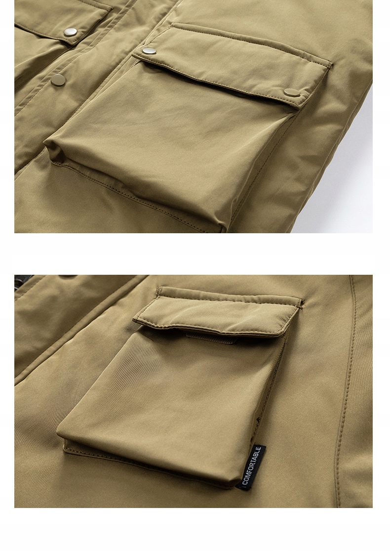 PŁASZCZ MĘSKA ZIMOWA KURTKA ZIMOWA Parka Gruba,M Wzór dominujący bez wzoru