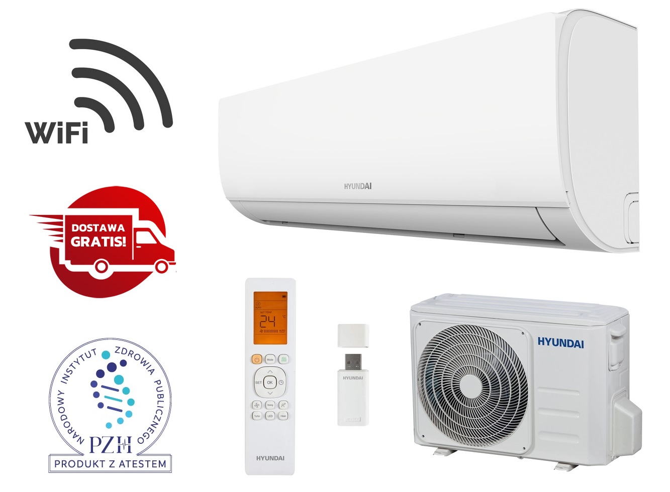 Klimatyzator ścienny 2,6 kW Hyundai Revolution z WiFi + pakiet zimowy