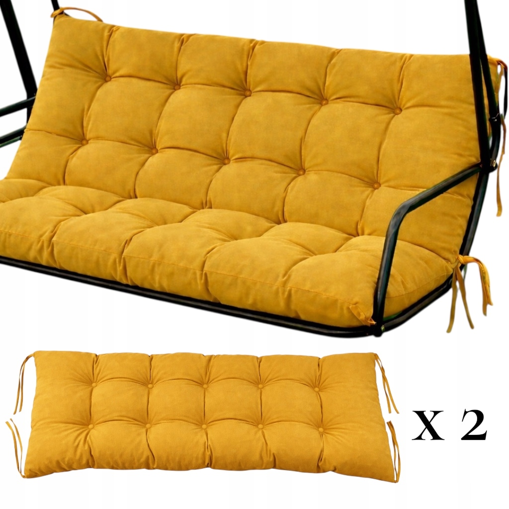 Polštáře na zahradní houpačku 150x50 sada 2 ks hořčice