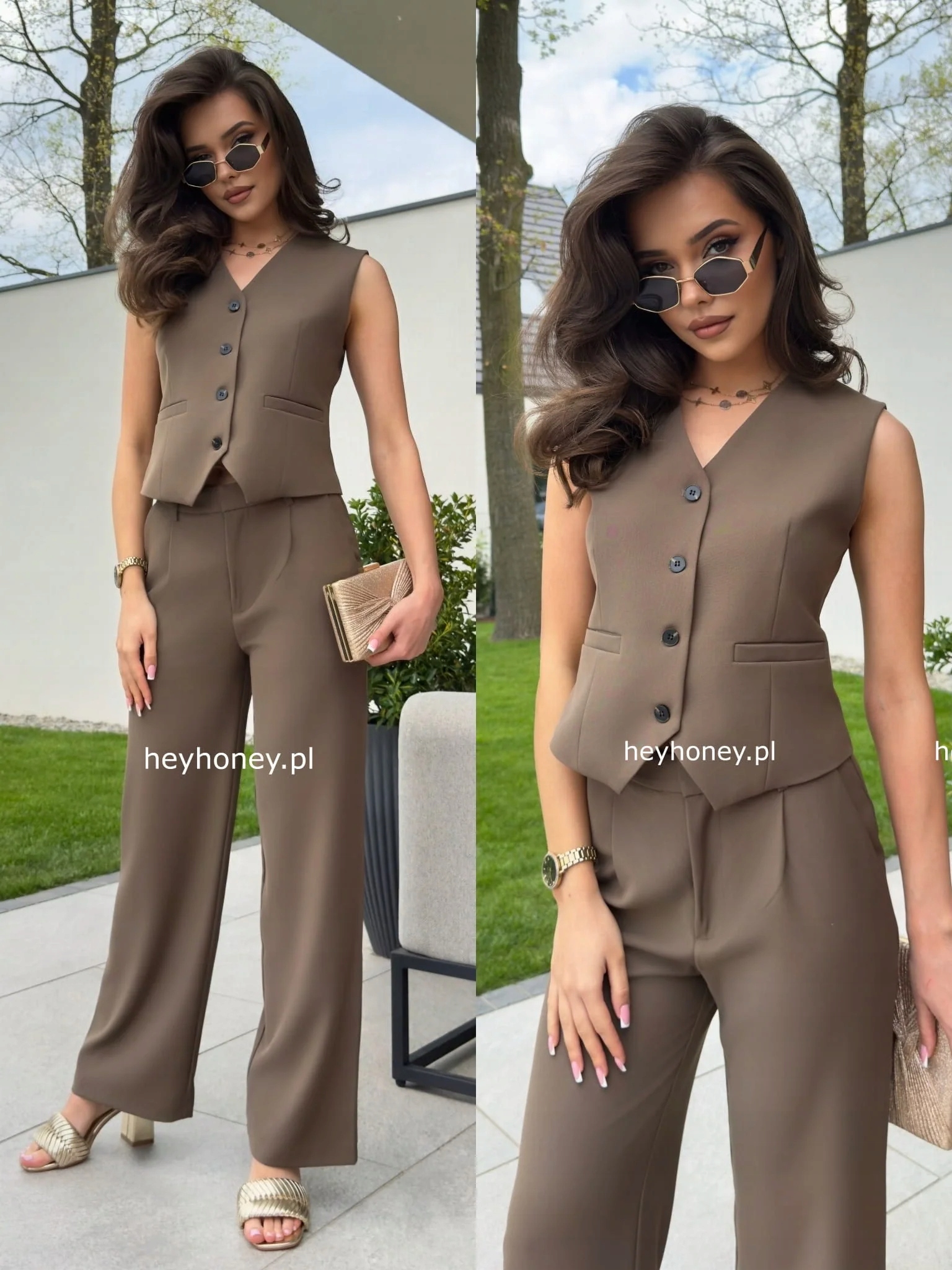 Komplet Čokoládová vesta a kalhoty Bronte M