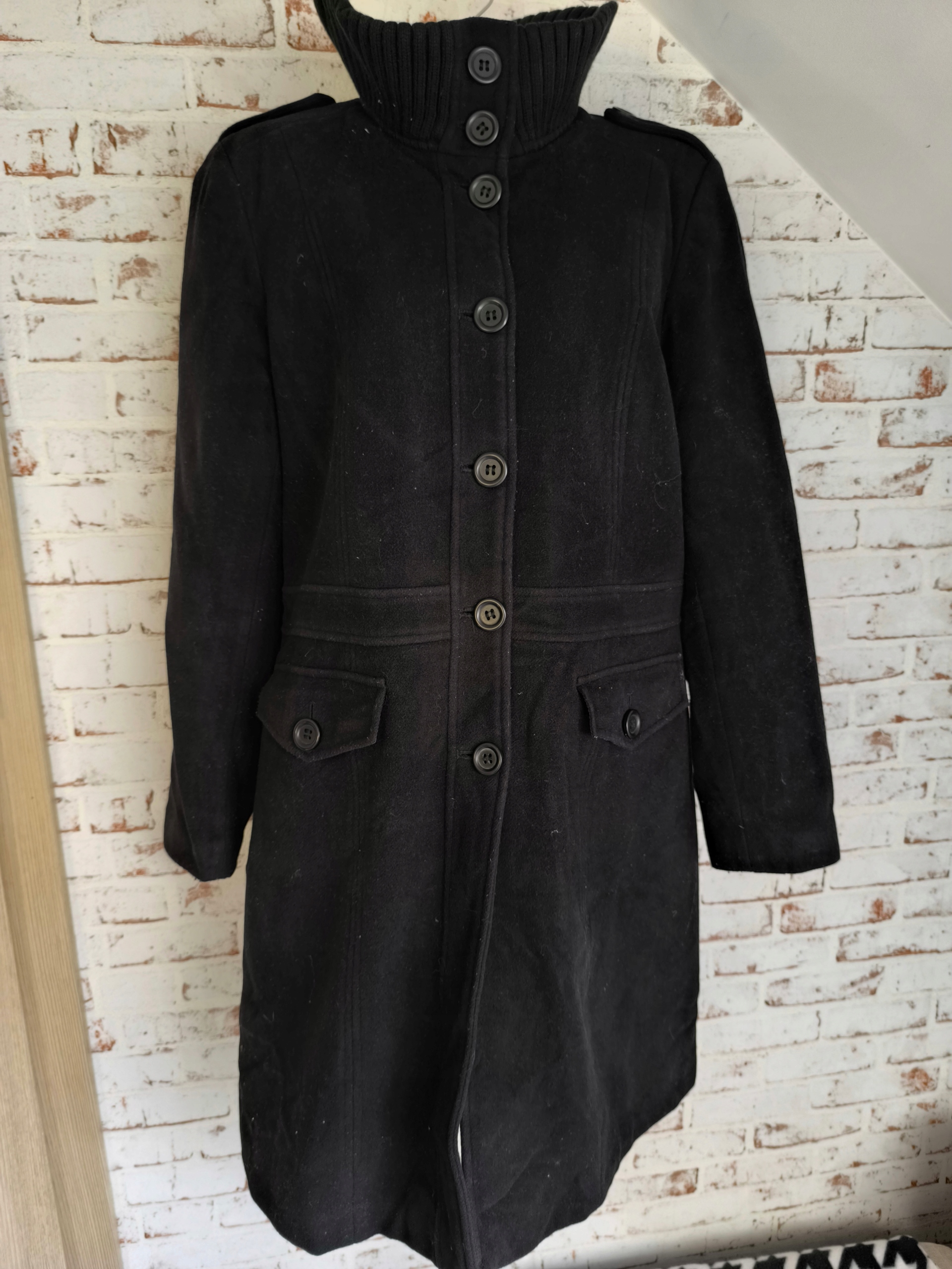 DAMSKI CZARNY PŁASZCZYK NEXT 75% WEŁNA EU 46