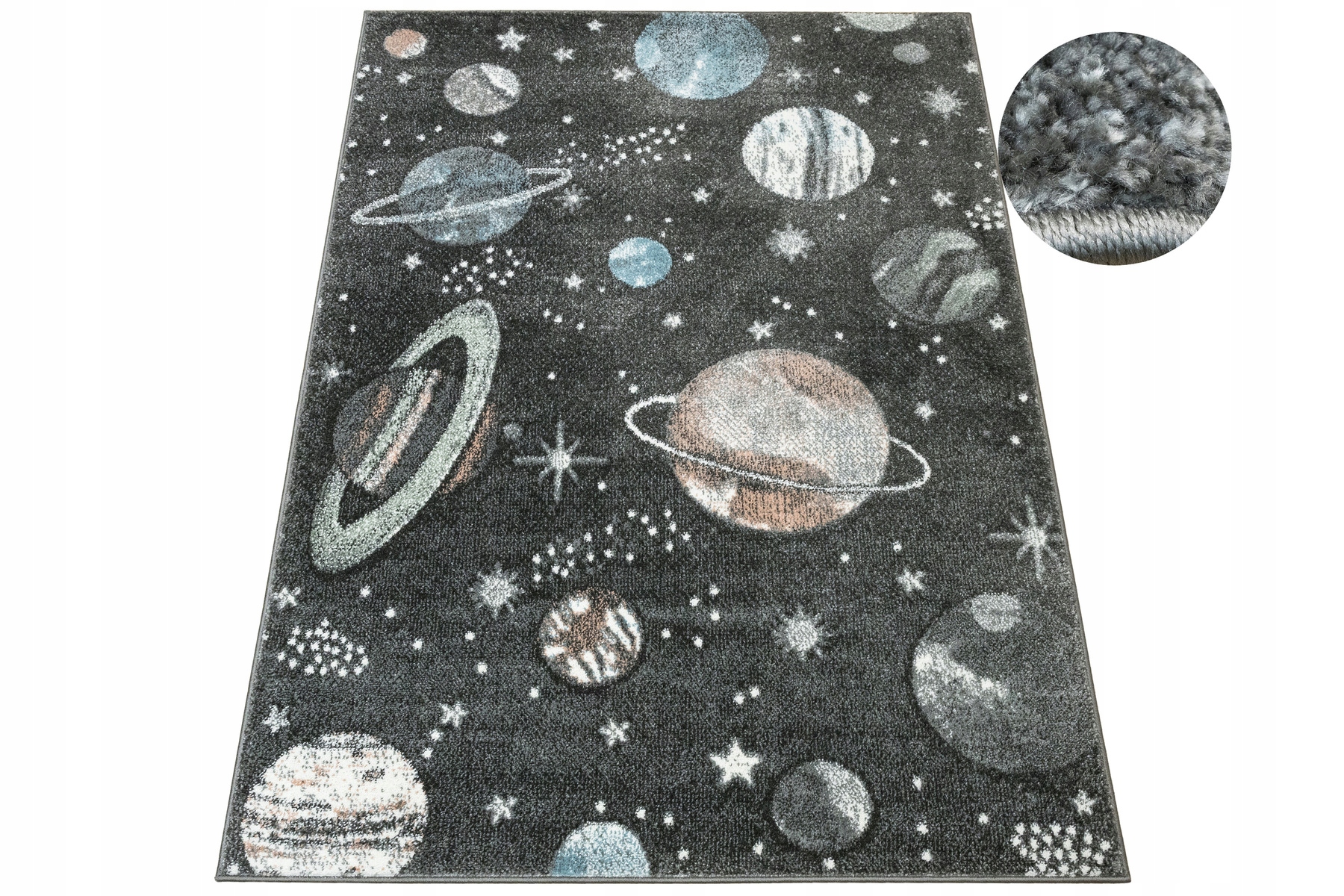 Dywan Dla Chłopca Grafitowy Planety Kosmos Galatyka Gwiazdy Lima 140x190 cm