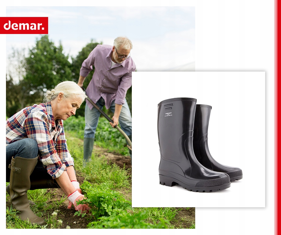 Kalosze Gumiaki Mocne GRAND BLACK Demar Polskie 47 Kolor podeszwy czarny