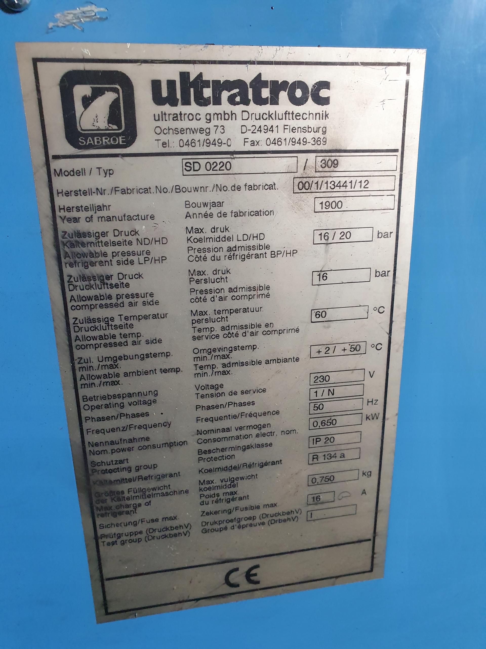 Osuszacz ziębniczy ULTRATROC 3,7m3/min Zasilanie sieciowe