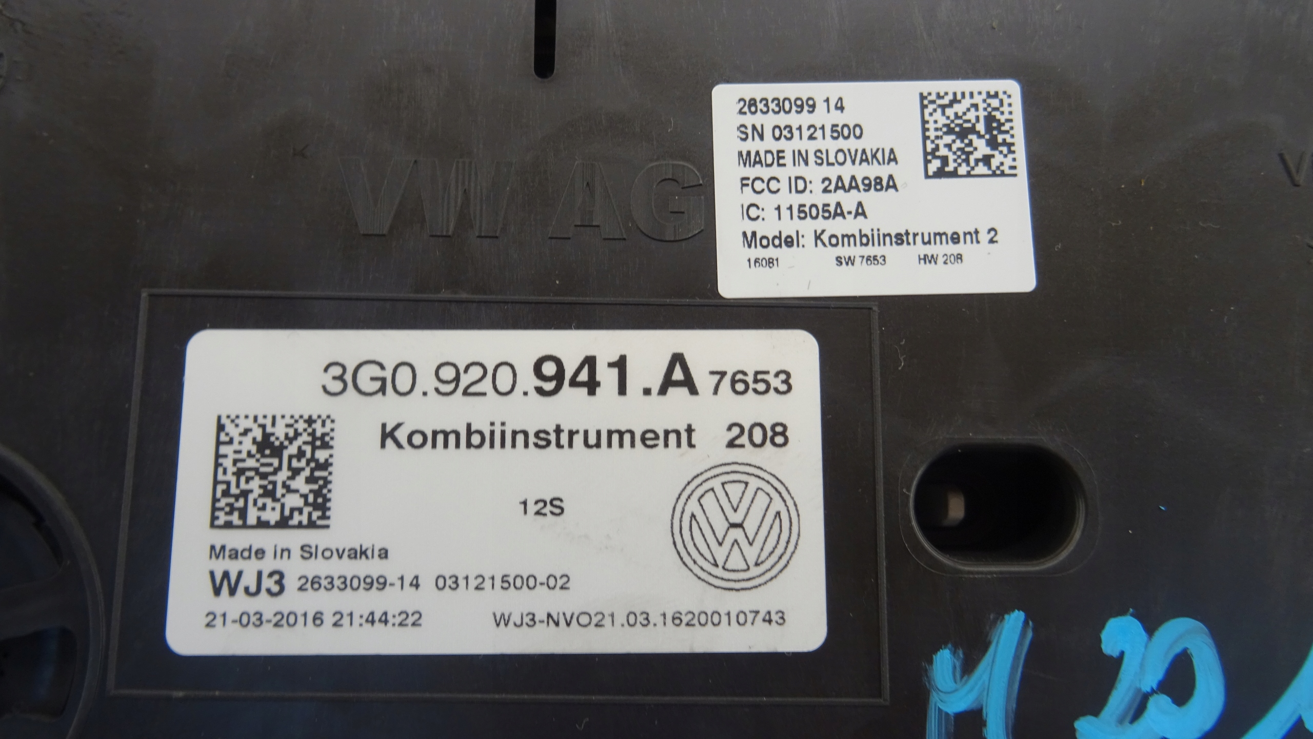 dials VW PASSAT B8 3G0920941A ANGLIK SPRAWNE