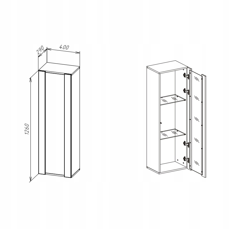 WITRYNA WISZĄCA SZAFKA DĄB WOTAN MDF DRZWI 40cm POINT TYPE-21 Meble-Craft Marka inna