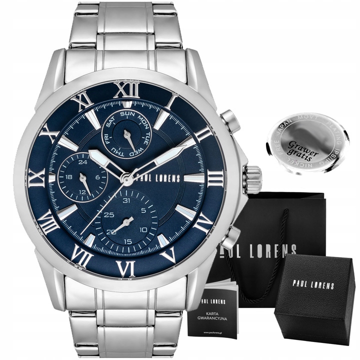 Zegarek męski Paul Lorens Nexton multi-datownik stylowy Box+ Grawer