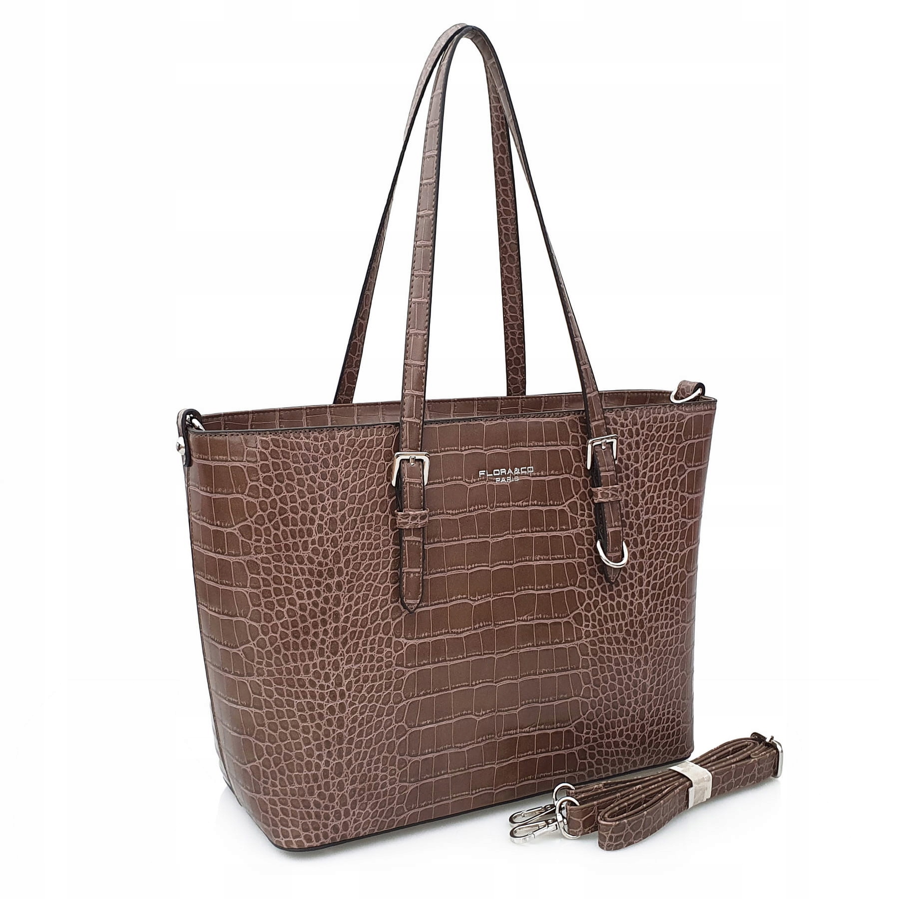 

Flora&co torebka sztywna trapez kroko Taupe