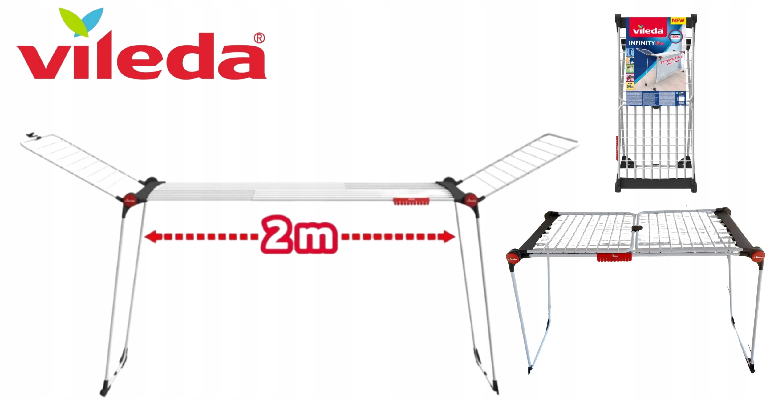 SUSZARKA NA PRANIE UBRANIA XXL VILEDA Infinity 3m Wysokość 9-127 cm