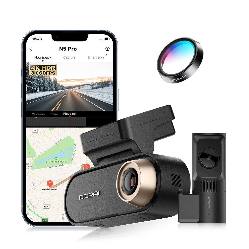 Videorekordér Ddpai N5 Pro Automobilová 4K Hdr 2K Zadní Gps Wifi