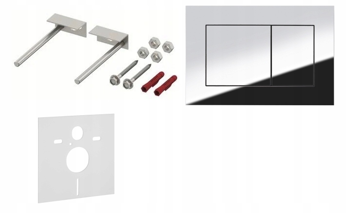 STELAŻ PODTYNKOWY DO WC TOALETY TECE ZESTAW WSPORNIKI MATA PRZYCISK CHROM Marka Tece