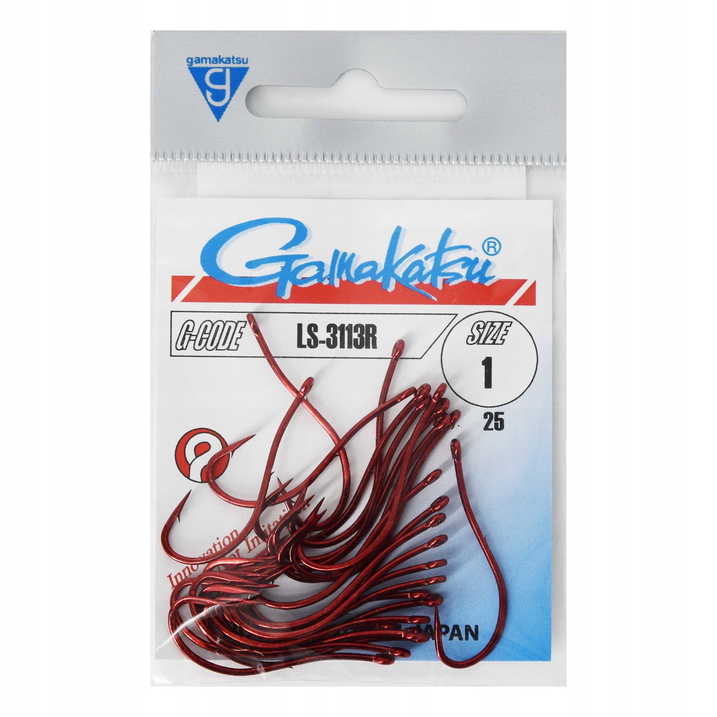 Haki Gamakatsu 3113R red rozm.#1 25szt. węgorzowe do połowu na rosówkę
