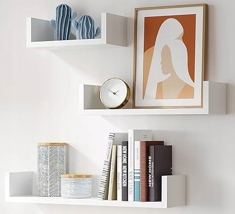 3 x PÓŁKI BIAŁE ŚCIENNE WISZĄCE NA KSIĄŻKI ŚCIANĘ SALONU KUCHNI PRZEDPOKOJU