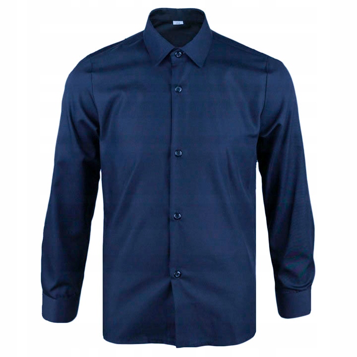 Chłopięca koszula elegancka zapinana z kołnierzem granatowa Biks PL 98
